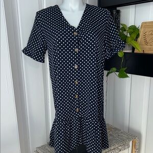 Polka Dot Button-Front flowy drop waist dress spring/ summer